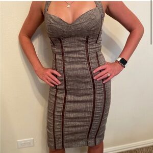 bebe Charcoal and Chocolate Midi Dress